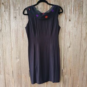 Elegant Black Sleeveless Dress with Colorful Accents